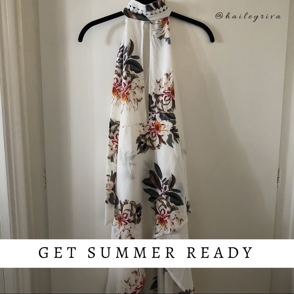 🌺 High-low White Floral Dress 🌺